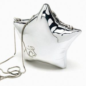 Zara SILVER STAR BOX CLUTCH NEW